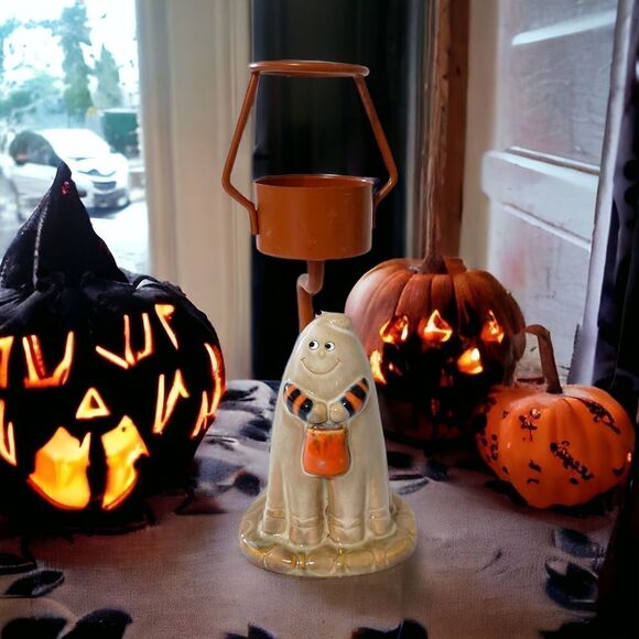 Yankee Candle Ghost Candle Holder Halloween Ceramic Ronnie Walter NO SHADE Vtg - Picture 13 of 16